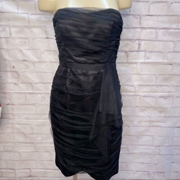 David’s Bridal strapless black tule mini dress. - Picture 1 of 12